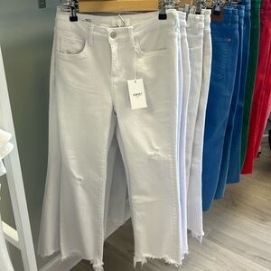 Vervet by flying monkey Miranda mid rise bootcut ankle white denim jeans